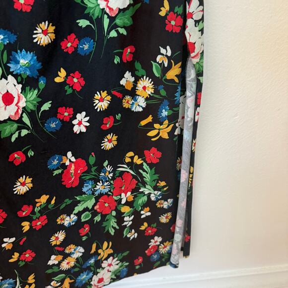 Sézane Pippa Navy Floral Long Maxi Dress Short Sleeve Tie Waist Size M - Picture 9 of 9
